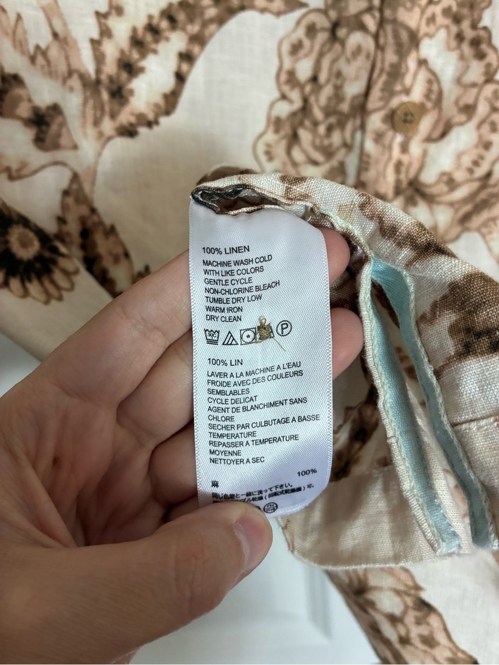 Tommy Bahama Cream & Brown Floral button up Shirt size L - Picture 11 of 13